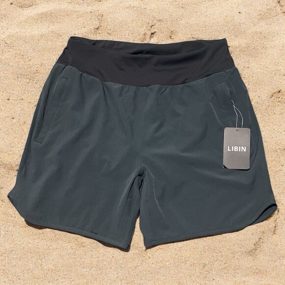 Libin Women’s XL Athletic Running Shorts Gray Stretch w/ Phone Pocket NWT - Picture 1 of 3